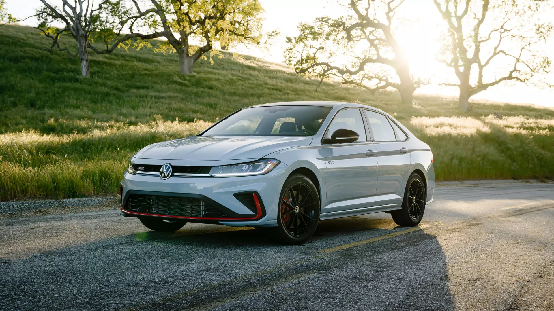 2026 Volkswagen Jetta GLI parked at sunset